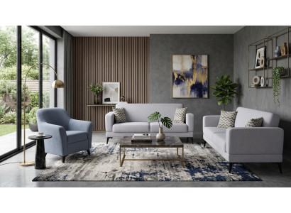 Graues Sofagarnitur 2+2+1-Sitzer-Sofas modern Stoffsofas Wohnzimmer