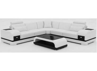 Luxus Weißes Ecksofa L Form Set Couchtisch Wohnzimmer Modernes Design