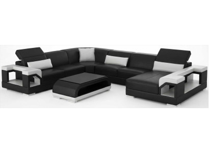 Designer U Form Sofa Schwarz Wohnzimmer Set Couchtisch Moderne Garnitur