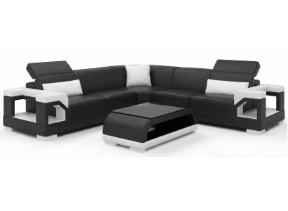 Großes Ecksofa L Form Schwarz Wohnzimmer Sofa Set Couchtisch Modern Stil