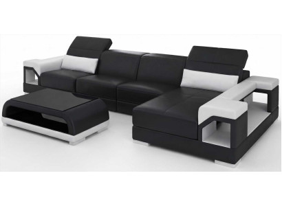 Designer Ecksofa Schwarz L Form Couchtisch Wohnzimmer Luxus Stil