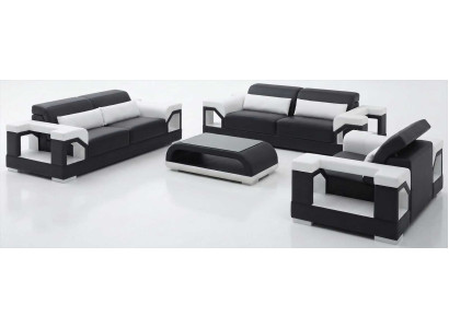 Luxus Schwarz Sofa Garnitur 3+2+1 Sitzer Couchtisch Modernes Design