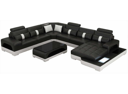 Designer U Form Ecksofa Schwarz Couchtisch Wohnzimmer Luxus Design