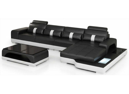 Großes Schwarzes Ecksofa L Form Wohnzimmer Sofa Set Couchtisch Modern