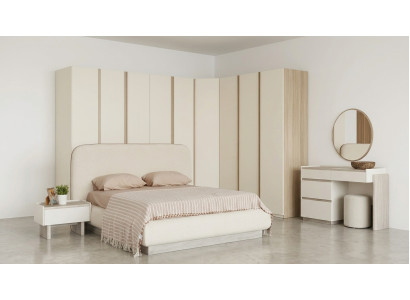 Eckschrank Bett Spiegel Beige Modern Edel Schminktisch