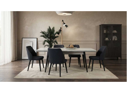 Esstisch Stühle Set Beige Grau Modern Edel Tisch Gruppe Esszimmer