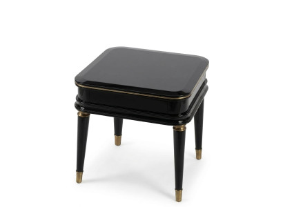 Beistelltisch Schwarz MDF Hochglanz Goldrand Modern Elegantes Design