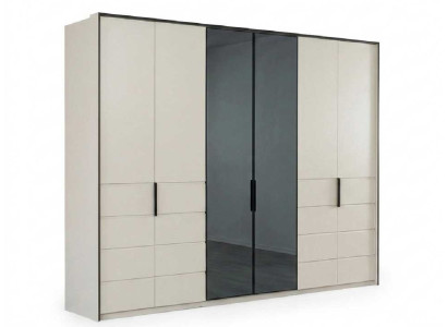 Kleiderschrank Beige Schwarz Modern Edel Schrank Glas Schrankwand