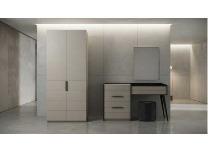 Kleiderschrank Schminktisch Beige Modern Edel Spiegel Hocker