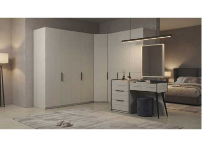 Eckschrank Schminktisch Beige Schwarz Modern Edel Spiegel Set
