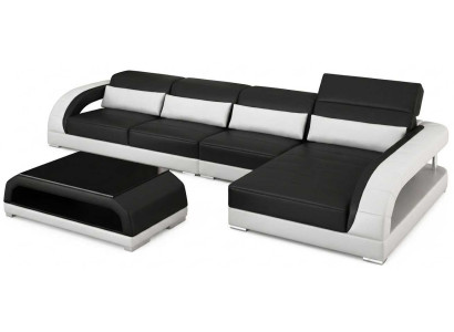 Großes Schwarzes L Form Ecksofa Wohnzimmer Sofa Set Couchtisch Modern