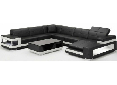 Modernes Wohnzimmer Set Schwarz U Form Ecksofa Couchtisch Design Garnitur