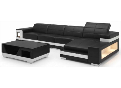 Modernes Schwarzes Ecksofa L Form Couchtisch Wohnzimmer Set Luxus Design