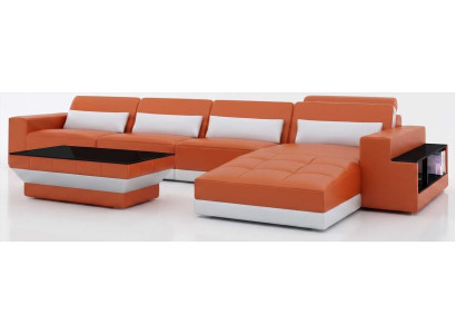 Luxus Orange Ecksofa L Form Couchtisch Modernes Wohnzimmer Garnitur