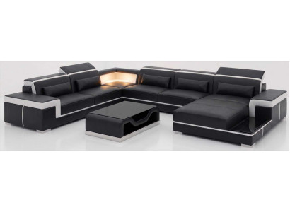 Große Schwarze Sofa Landschaft U Form Couchtisch Wohnzimmer Design
