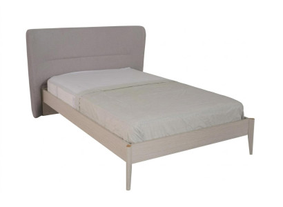 Graues Bett mit Kopfteil stilvolles bequemes Bett Jugendzimmer modern