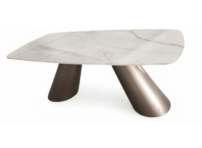 Esstisch Modern Gold Marmor Optik Keramik Luxus Design Ovaler Tisch