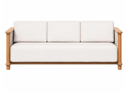 Modernes 3-Sitzer Sofa Weiß Holzgestell Polstersofa Wohnzimmer