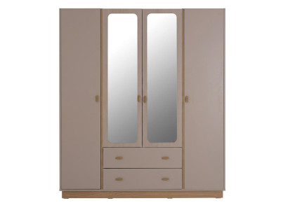 Beiger 4-türiger Kleiderschrank praktischer Holzschrank Jugendzimmer modern