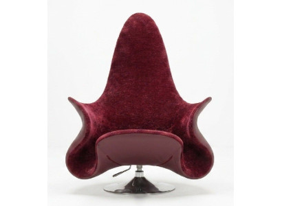 Designer Loungesessel Blossming Drehbar Bordeaux Velours Edelstahl