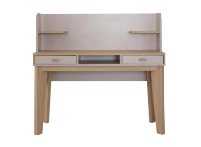 Beiger bequemer Schreibtisch robuster Holztisch mit Schubladen Jugendzimmer