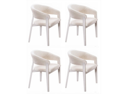 4er Set Stühle Beige Modern Polsterstuhl Designer Esszimmerstuhl