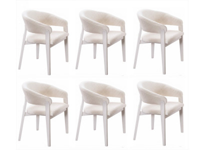 6er Set Stühle Beige Modern Polsterstuhl Designer Esszimmerstuhl