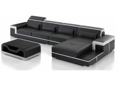 Moderne Wohnlandschaft Schwarz L Form Ecksofa Couch Premium Stil