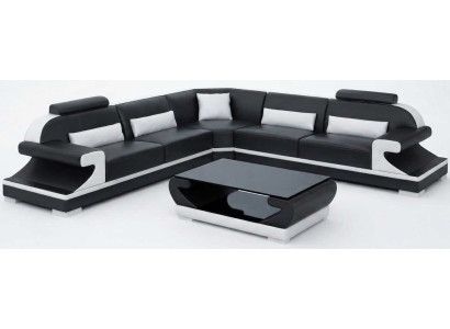 Modernes Schwarzes Ecksofa L Form Wohnzimmer Set Couchtisch Luxus