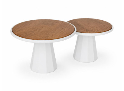 Couchtisch Modern Weiß Runder Geometrisch Monolithisch Skulptural