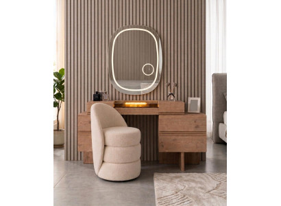 Schlafzimmer Set Schminktisch Sitzhocker Spiegel Modern Beige