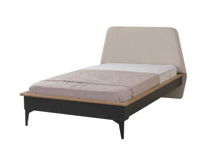 Beiges Bett mit gepolstertem Kopfteil modernes Schlafzimmer Jugendzimmer