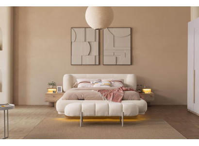 Schlafzimmer Set 2x Nachttische Bettgestell Bettkopfteil Bettbank Edel