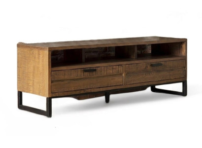 Modernes TV Möbel aus Naturholz und Metall im Loft Stil
