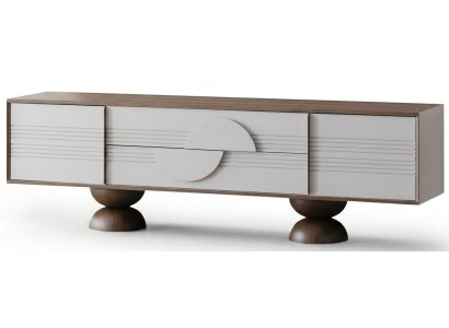 Moderner TV Lowboard Weiß Holz Großer Fernsehtisch Wohnzimmer