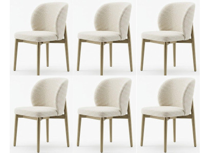 Stuhlset 6er Modern Weiß Textil Metall Polsterstuhl Esszimmerstuhl Set