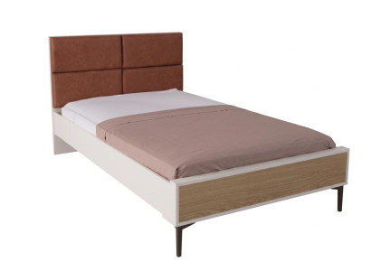 Braun-weißes Bett mit Kopfteil stilvolles Bett Jugendzimmer Schlafzimmer