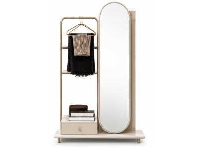 Spiegel Beige Holz Glas Modernes Design Elegant Stilvoll Dekor