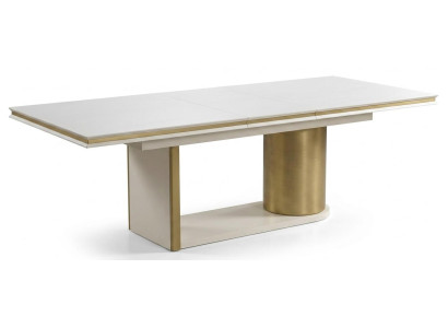 Ausziehbarer Esstisch Modern Weiß Holz Metall Gold Großer