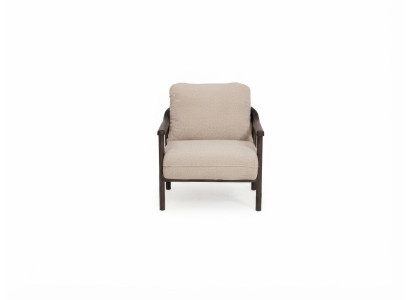 Sessel Modern Beige Bequem Polster Lounge Holz Gestell Wohnen