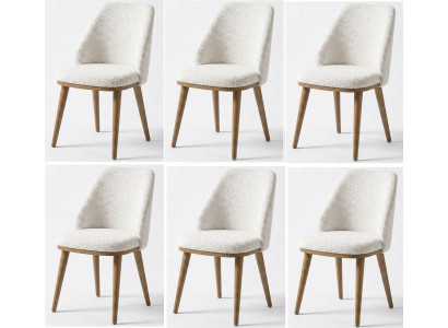Modernes Weißes 6er Stuhl set Textil Holz Polsterstühle Esszimmer