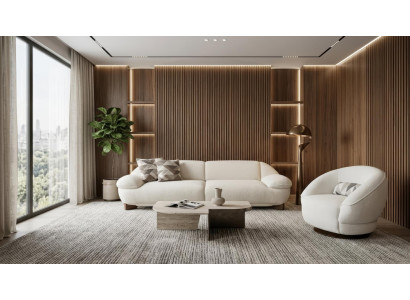 Sofa Garnitur 4-Sitzer Sessel Modern Weiß Bequem Couch Polster