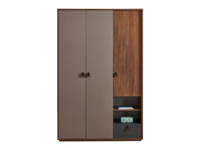 Brauner Kleiderschrank 3-türig Holzschrank Jugendzimmer Jugendschrank