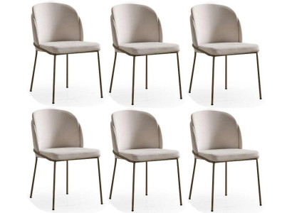 Modernes Weißes 6er Stuhlset Textil Metall Polsterstühle Esszimmer