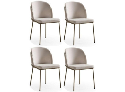 Modernes Weißes 4er Stuhlset Textil Metall Esszimmer Polsterstühle