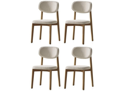 Exklusives Weißes 4er Stuhlset Textil Holz Polsterstühle Esszimmer