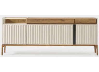 Moderner Sideboard Weiß Holz Glas Großer Kommode Schrank