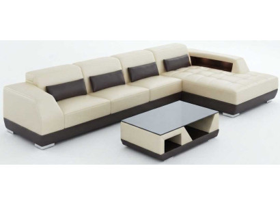 Elegantes Beiges Ecksofa L Form Wohnzimmer Couchtisch Premium Stil