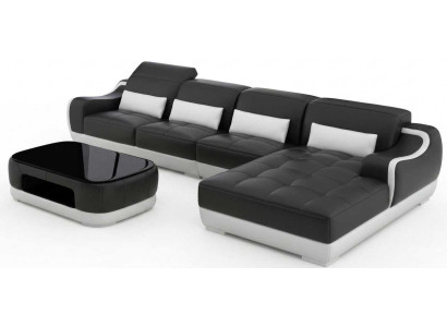 Schwarzes Ecksofa L Form Wohnzimmer Wohnlandschaft Couchtisch Modern