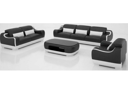 Schwarze Sofagarnitur 3+2+1 Sitzer Wohnzimmer Couchtisch Modern Luxus